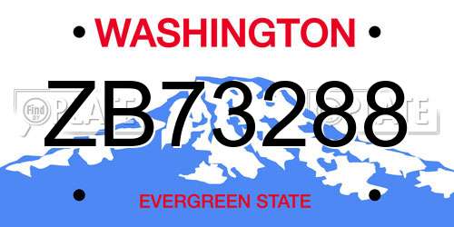 ZB73288 Washington License Plate