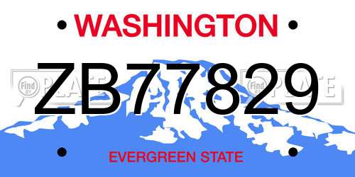 ZB77829 Washington License Plate