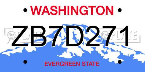 ZB7D271 Washington License Plate