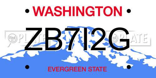 ZB7I2G Washington License Plate