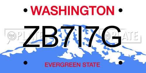 ZB7I7G Washington License Plate