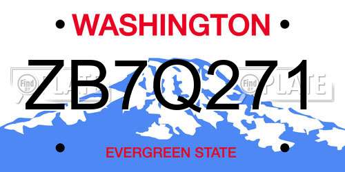 ZB7Q271 Washington License Plate