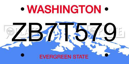 ZB7T579 Washington License Plate