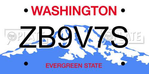 ZB9V7S Washington License Plate