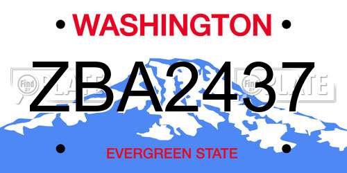 ZBA2437 Washington License Plate