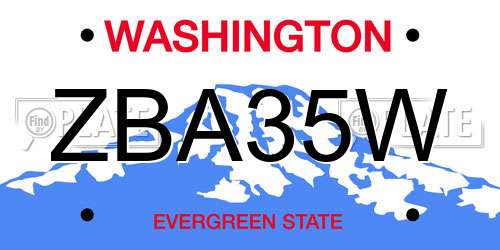 ZBA35W Washington License Plate