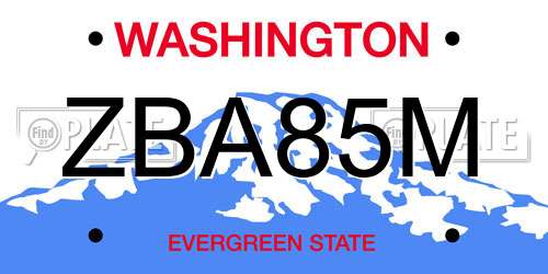 ZBA85M Washington License Plate