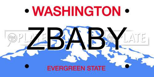 ZBABY Washington License Plate