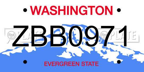 ZBB0971 Washington License Plate