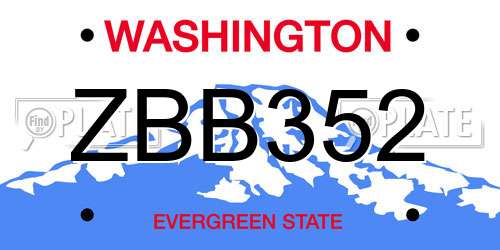 ZBB352 Washington License Plate