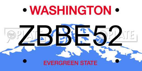 ZBBE52 Washington License Plate