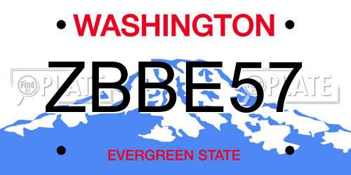 ZBBE57 Washington License Plate