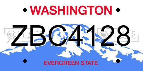 ZBC4128 Washington License Plate
