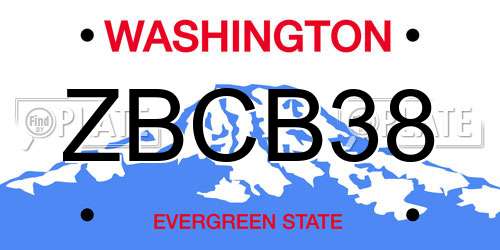 ZBCB38 Washington License Plate