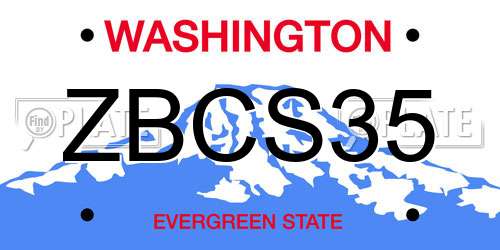ZBCS35 Washington License Plate