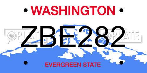 ZBE282 Washington License Plate