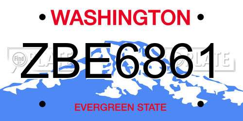 ZBE6861 Washington License Plate