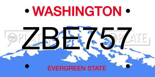ZBE757 Washington License Plate