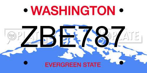 ZBE787 Washington License Plate