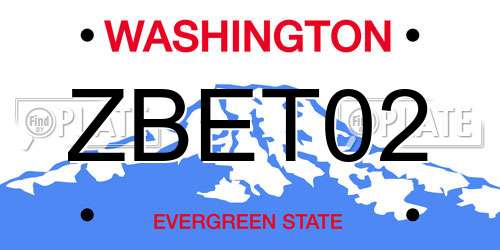 ZBET02 Washington License Plate