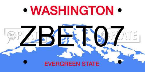 ZBET07 Washington License Plate