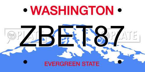 ZBET87 Washington License Plate