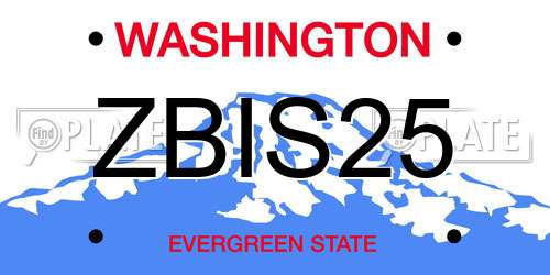 ZBIS25 Washington License Plate