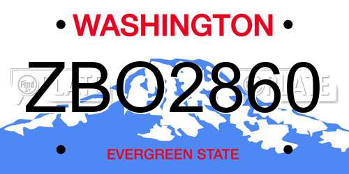 ZBO2860 Washington License Plate