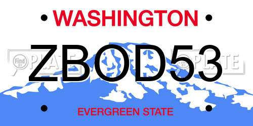ZBOD53 Washington License Plate