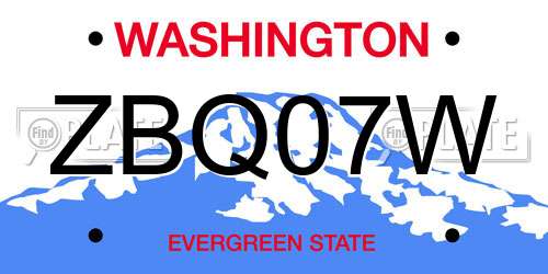 ZBQ07W Washington License Plate