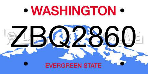 ZBQ2860 Washington License Plate