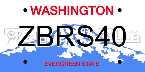 ZBRS40 Washington License Plate