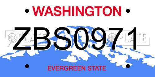 ZBS0971 Washington License Plate