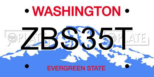ZBS35T Washington License Plate