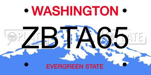 ZBTA65 Washington License Plate