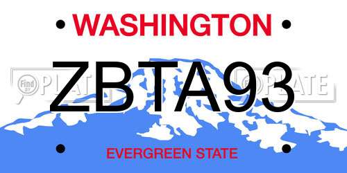 ZBTA93 Washington License Plate