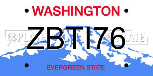 ZBTI76 Washington License Plate