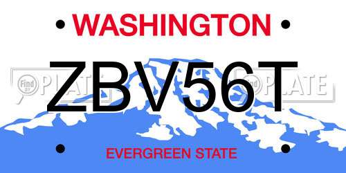 ZBV56T Washington License Plate