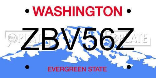 ZBV56Z Washington License Plate