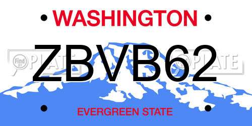 ZBVB62 Washington License Plate