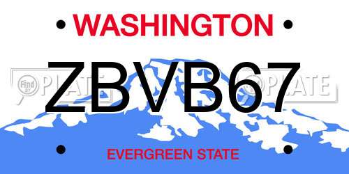 ZBVB67 Washington License Plate