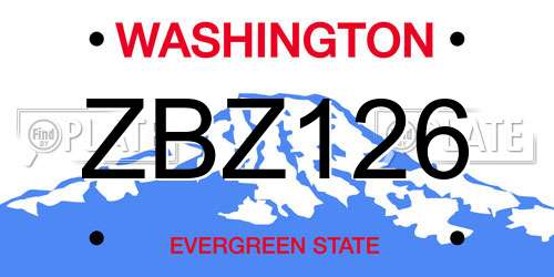 ZBZ126 Washington License Plate