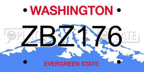 ZBZ176 Washington License Plate