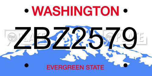 ZBZ2579 Washington License Plate