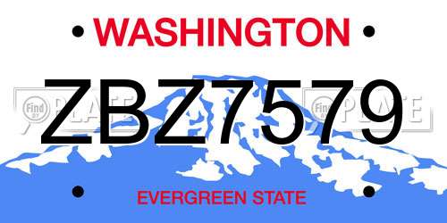 ZBZ7579 Washington License Plate