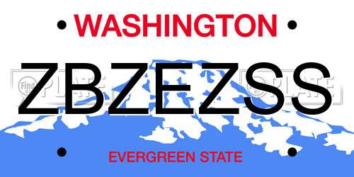 ZBZEZSS Washington License Plate