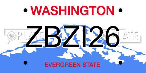 ZBZI26 Washington License Plate