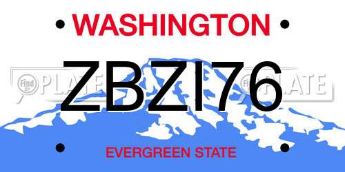 ZBZI76 Washington License Plate