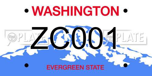 ZC001 Washington License Plate