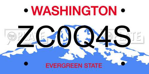 ZC0Q4S Washington License Plate